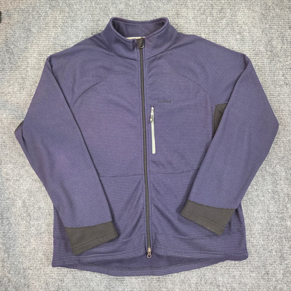 Orvis Trout Bum Mens Large Navy Blue Waffle Knit Full Zip Fleece Jacket